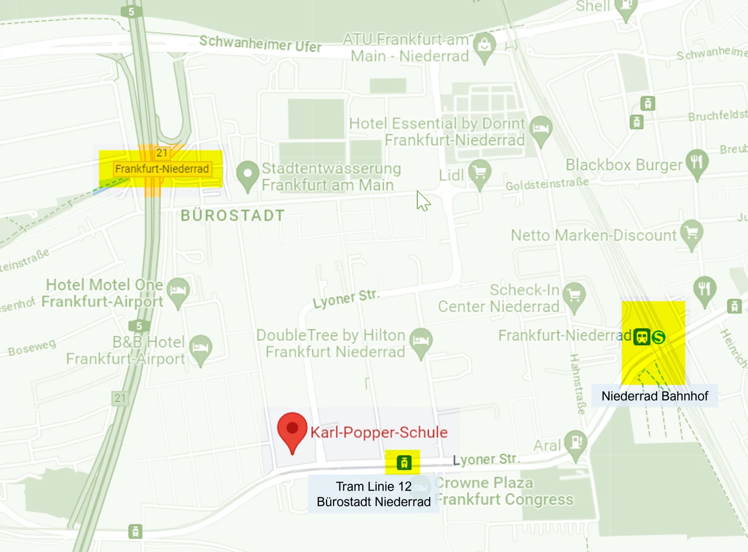 Das Bild zeigt den Ausschnitt einer Straßenkarte