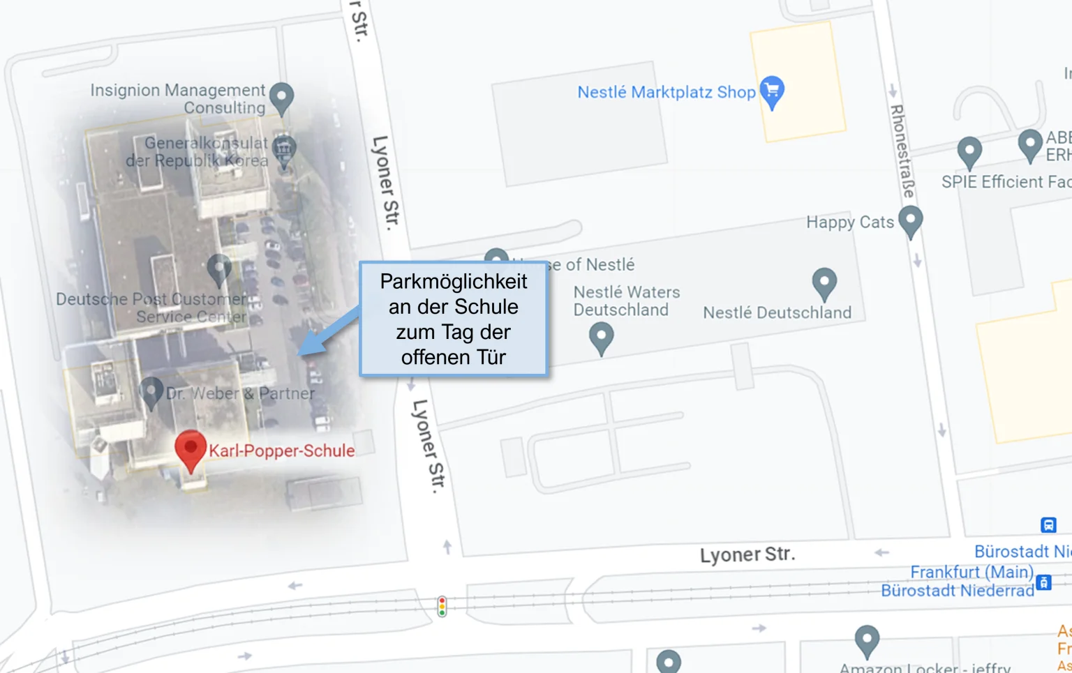 Das Bild zeigt den Ausschnitt einer Straßenkarte