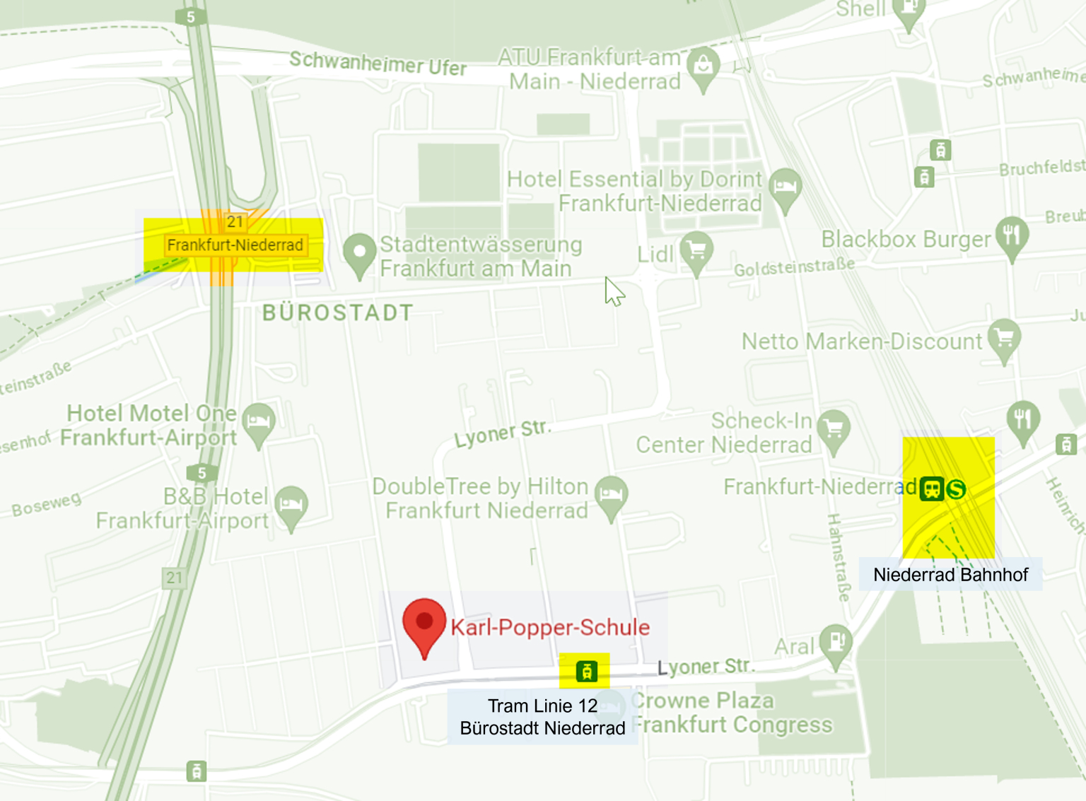 Das Bild zeigt den Ausschnitt einer Straßenkarte