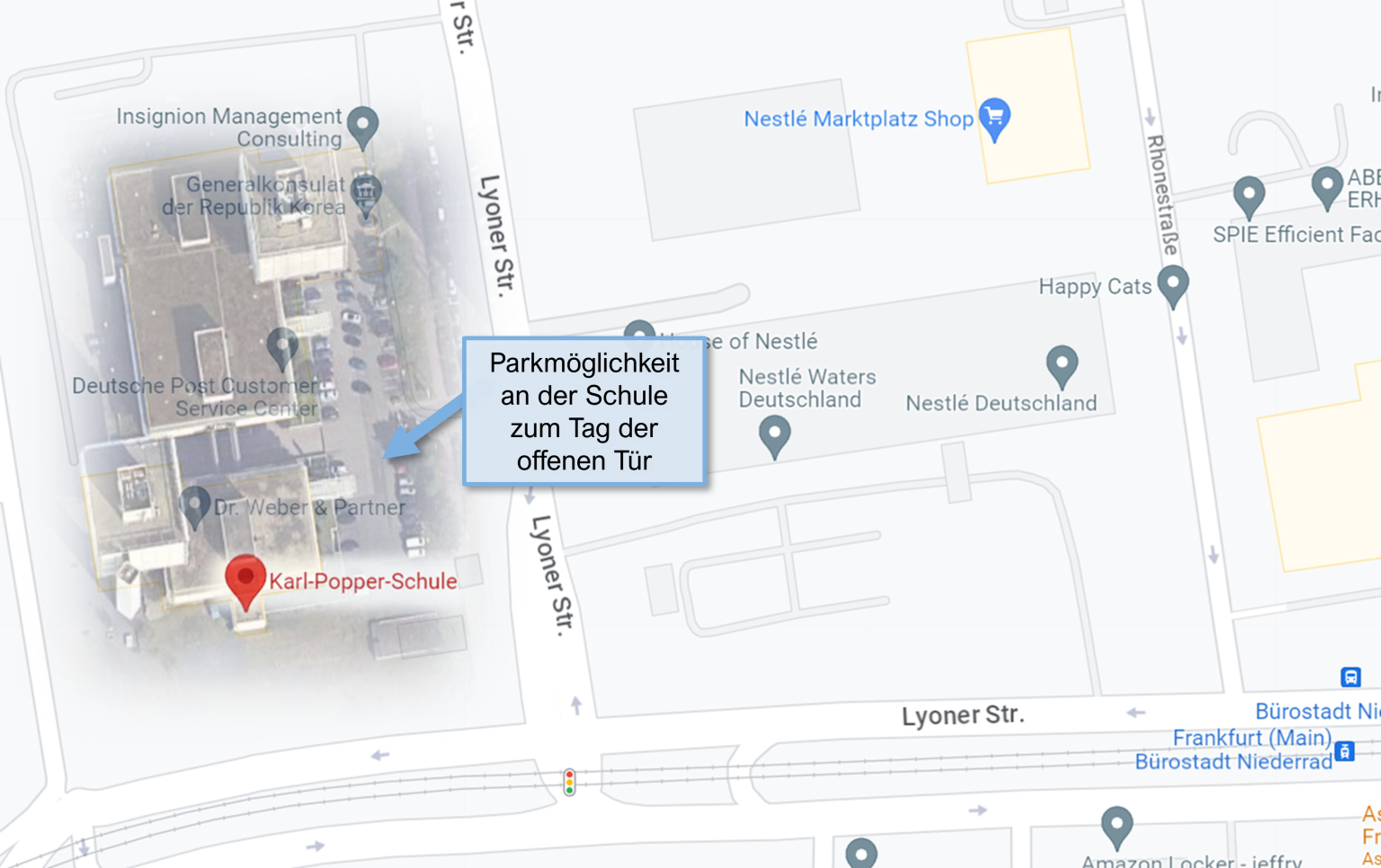 Das Bild zeigt den Ausschnitt einer Straßenkarte